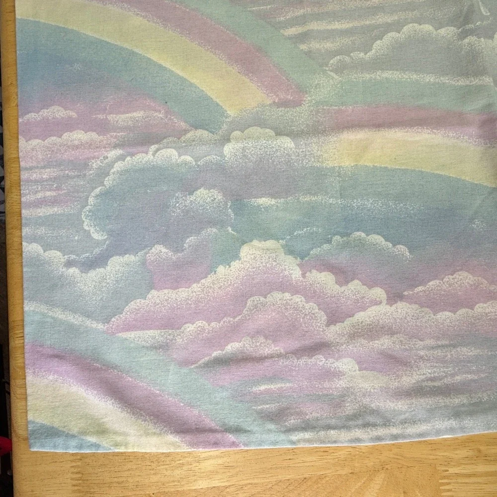 Vintage Pastel Rainbow Cloud Pillowcase Standard Size Purple Blue Yellow Turkey